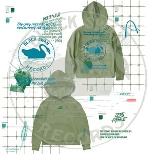 ZERO FATIGUE x BLACK SWAN RECORDS *RARE* Silk Pillow Hoodie Sweatshirt
